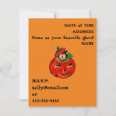 Invitations à la fête d'Halloween de Chat noir rét (Dos)