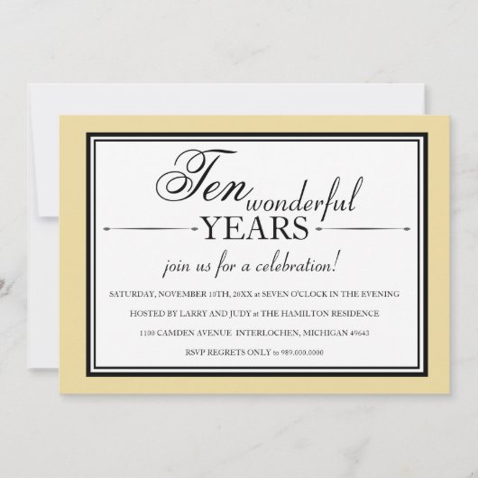 Invitations à la fête du 10e anniversaire (Devant)