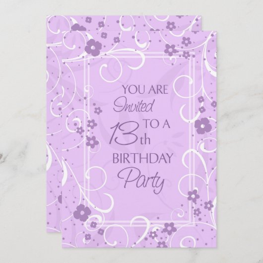 Invitations à la fête du 13e anniversaire de la fl (Devant / Derrière)