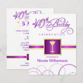 Invitations à la fête du 40e anniversaire - avec M (Devant / Derrière)