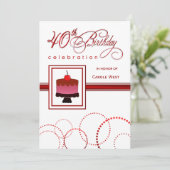 Invitations à la fête du 40e anniversaire - gâteau (Debout devant)