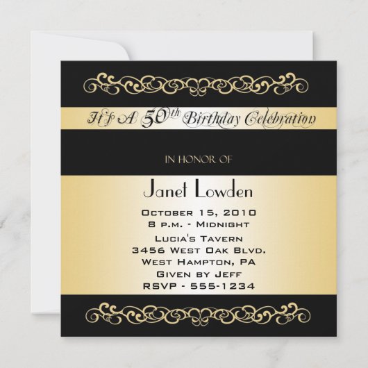 Invitations à la fête du 50e anniversaire (Devant)