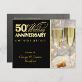 Invitations à la fête du 50e anniversaire - Black  (Devant / Derrière)