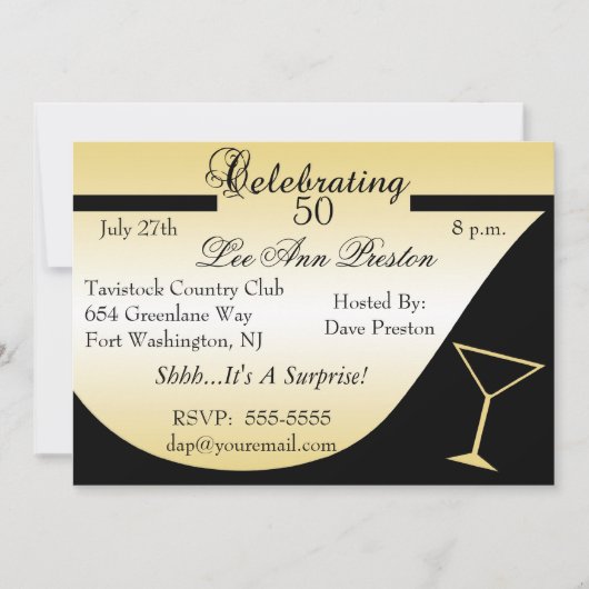 Invitations à la fête du 50e anniversaire de surpr (Devant)