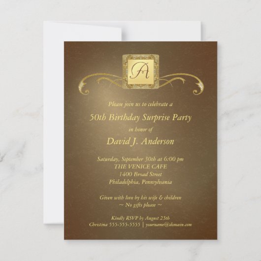 Invitations à la fête du 50e anniversaire de surpr (Dos)
