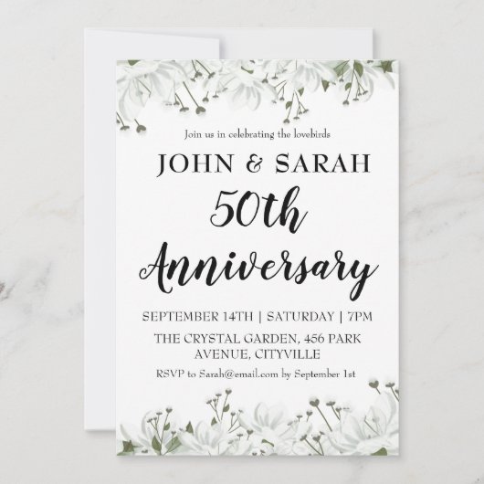 invitations à la fête du 50e anniversaire fleurie (Devant)