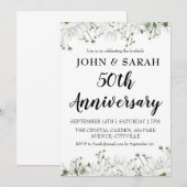 invitations à la fête du 50e anniversaire fleurie (Devant / Derrière)