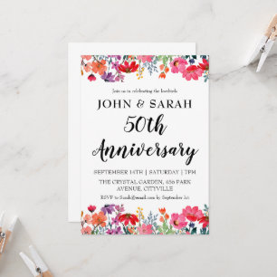 invitations à la fête du 50e anniversaire fleurie
