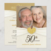 Invitations à la fête du 50e anniversaire - ivoire (Devant / Derrière)