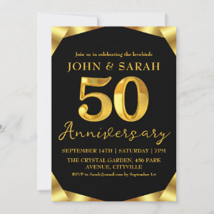 invitations à la fête du 50e anniversaire noir et