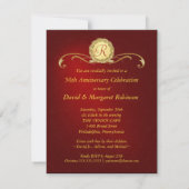 Invitations à la fête du 50e anniversaire - Rouge  (Dos)