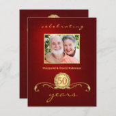 Invitations à la fête du 50e anniversaire - Rouge  (Devant / Derrière)