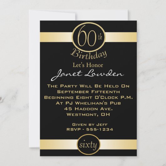 Invitations à la fête du 60e anniversaire (Devant)