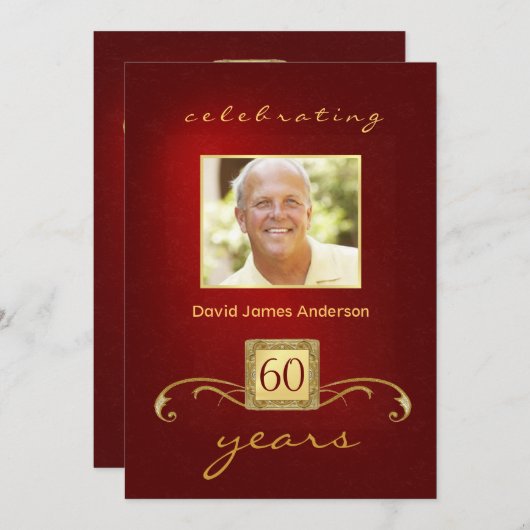 Invitations à la fête du 60e anniversaire - Monogr (Devant / Derrière)