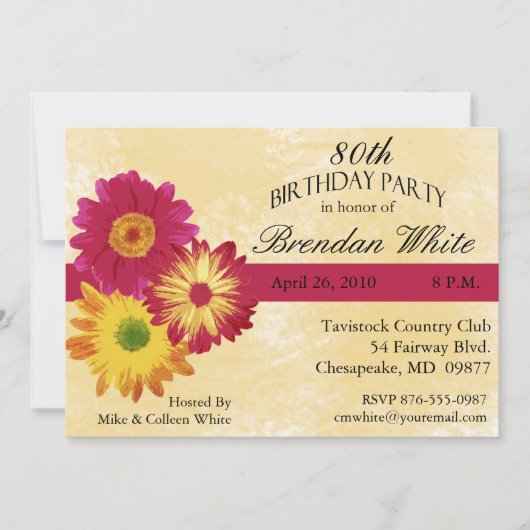 Invitations à la fête du 80e anniversaire (Devant)