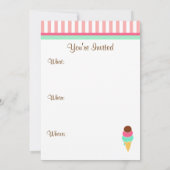 Invitations à la fête du cône de crème glacée (Dos)