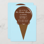 Invitations à la fête du cône de crème glacée au c (Devant / Derrière)
