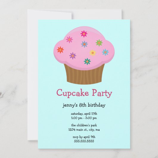 Invitations à la fête du Cupcake (Devant)