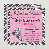 Invitations à la Fête du Patinage de glace Zebra (Devant / Derrière)