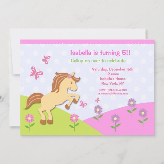 Invitations à la fête du Pony Horse (Devant)