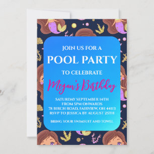 invitations à la fête du pool de sirènes