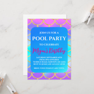 invitations à la fête du pool de sirènes