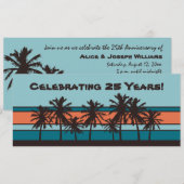 Invitations à la fête du rétro Beach Anniversaire (Devant / Derrière)