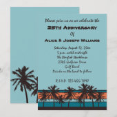 Invitations à la fête du rétro Beach Anniversaire (Devant / Derrière)