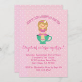 Invitations à la fête du thé d'anniversaire par th (Devant / Derrière)