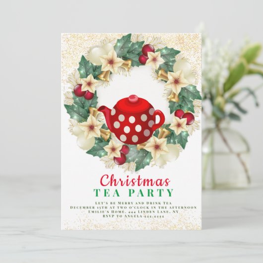 Invitations à la fête du thé de Noël (Debout devant)