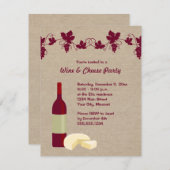 Invitations à la fête du vin et du fromage (Devant / Derrière)