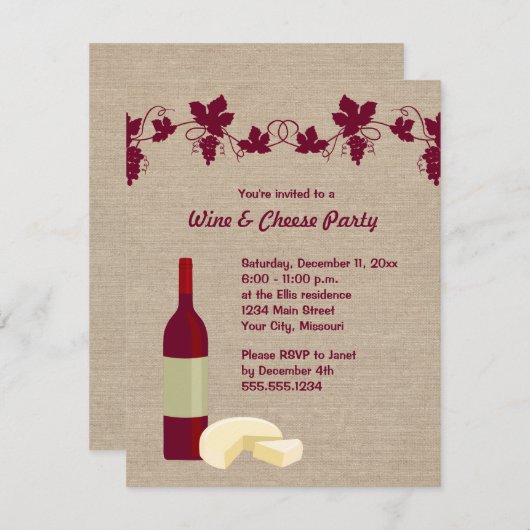 Invitations à la fête du vin et du fromage (Devant / Derrière)