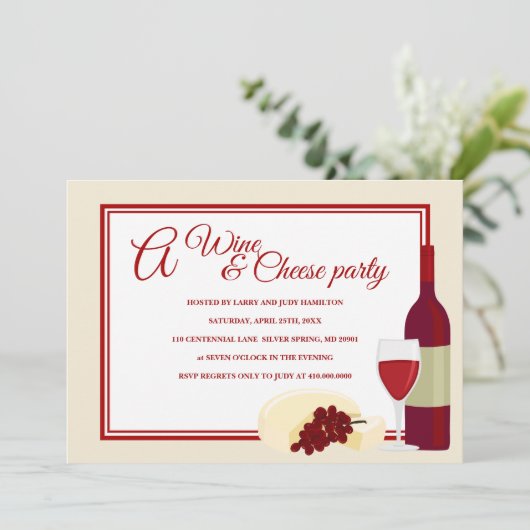 Invitations à la fête du vin et du fromage (Debout devant)