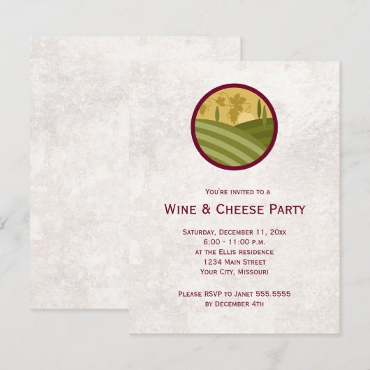 Invitations à la fête du vin et du fromage (Devant / Derrière)