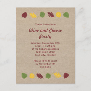 Invitations à la fête du vin et du fromage de Fall