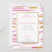 Invitations à la fête Pink & Gold Paint Stripes (Devant)