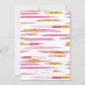 Invitations à la fête Pink & Gold Paint Stripes (Dos)