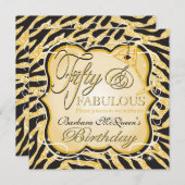 Invitations à la Gold Sequin Zebra 50e anniversair (Devant / Derrière)