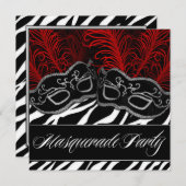 Invitations à la mascarade de masques Zebra (Devant / Derrière)