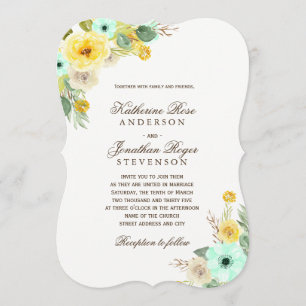 Invitations à la menthe et au mariage jaune