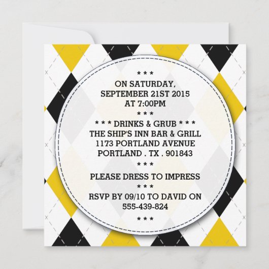 Invitations à la Mustache branchée du Bachelor Par (Dos)