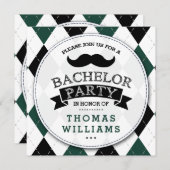 Invitations à la Mustache branchée du Bachelor Par (Devant / Derrière)