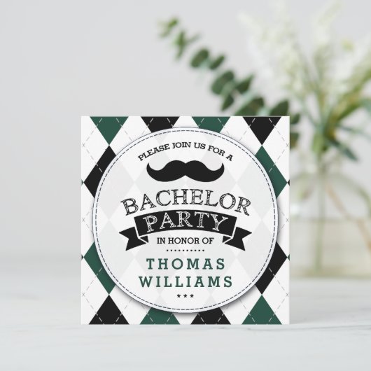 Invitations à la Mustache branchée du Bachelor Par (Debout devant)