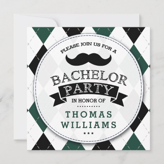 Invitations à la Mustache branchée du Bachelor Par (Devant)