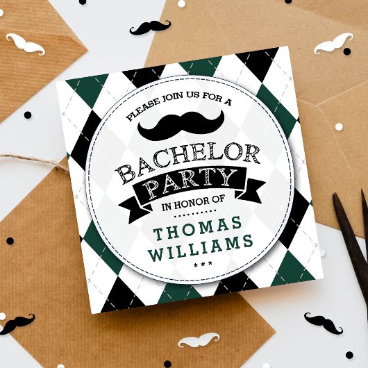Invitations à la Mustache branchée du Bachelor Par