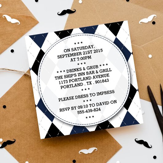 Invitations à la Mustache branchée du Bachelor Par