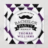 Invitations à la Mustache branchée du Bachelor Par (Devant / Derrière)