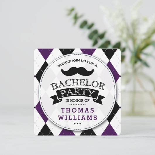 Invitations à la Mustache branchée du Bachelor Par (Debout devant)