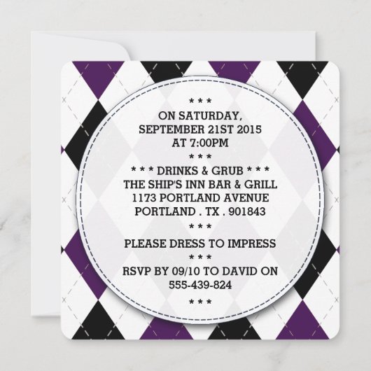 Invitations à la Mustache branchée du Bachelor Par (Dos)