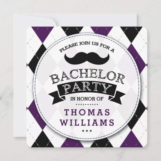 Invitations à la Mustache branchée du Bachelor Par (Devant)